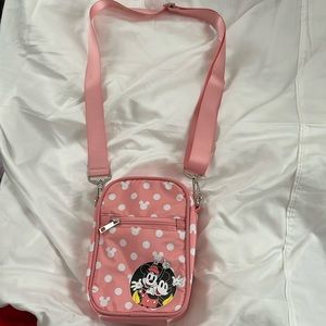 pink and white Minnie and Mickey bag